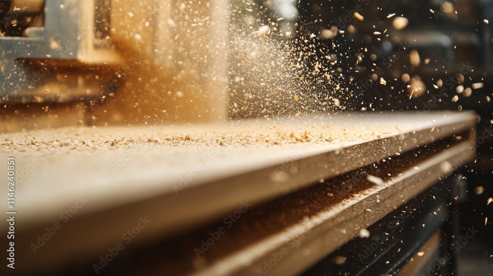 Close-Up of Woodworking Sanding Machine Dust with Bokeh Effect Close-Up of Woodworking Sanding Machine Dust with Bokeh Effect