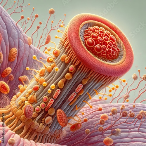 Pollen Tube Path Detail Depict the path of a pollen tube as it t photo