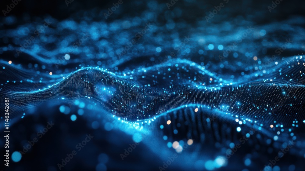 Creative glowing digital blue backdrop. NFT, AI, VPN, technology, future and big data concept. 3D Rendering Creative glowing digital blue backdrop. NFT, AI, VPN, technology, future and big data concept. 3D Rendering