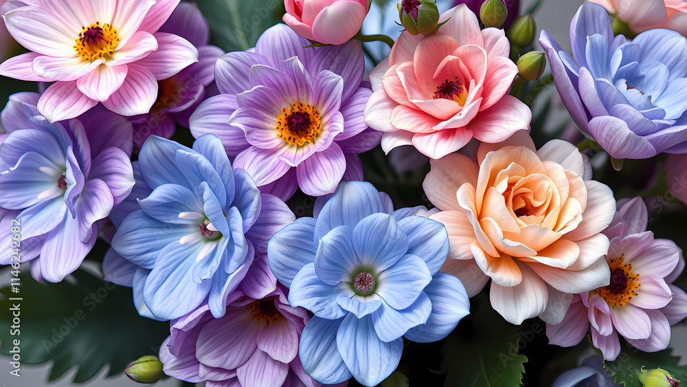 Fototapeta premium A postcard on International Women's Day on March 8th. Spring flowers in nude colors