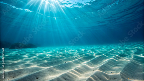 underwater view of the ocean with sunlight shining through the water3