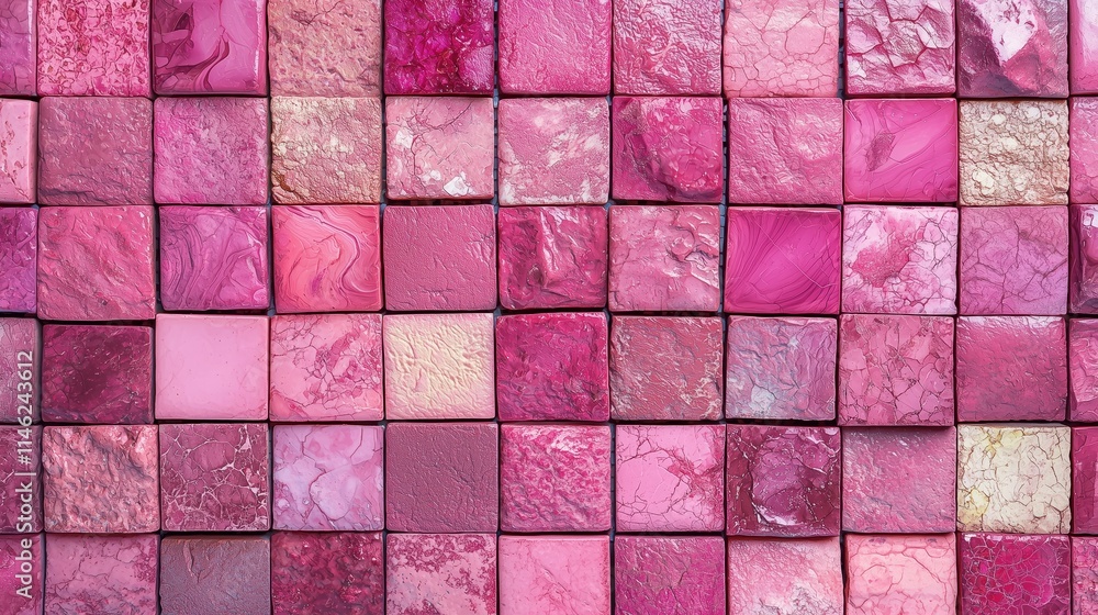 Pink Tiled Surface with Mottled and Glossy Texture Pink Tiled Surface with Mottled and Glossy Texture