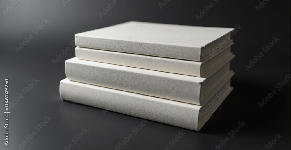 Neutral stack of blank books on a dark surface with minimalist style Neutral stack of blank books on a dark surface with minimalist style
