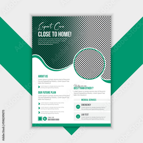 Corporate healthcare and medical a4 flyer design template for print.