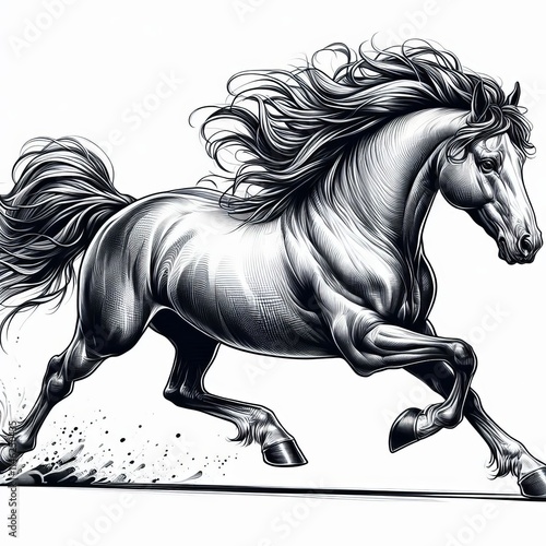 Running Horse A dynamic illustration of a horse galloping with f photo