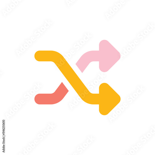 Shuffle icon. Simple style company poster background symbol. brand logo design element. Shuffle t-shirt printing. Vector for sticker.