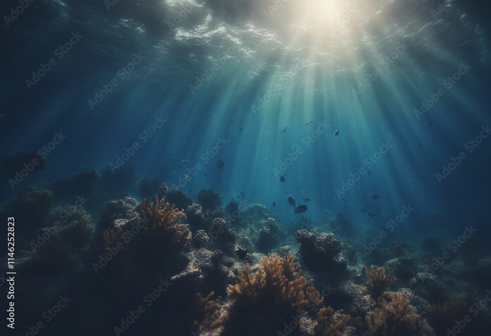 custom made wallpaper toronto digitalUnderwater Sea Deep Water Abyss With Blue Sun light
