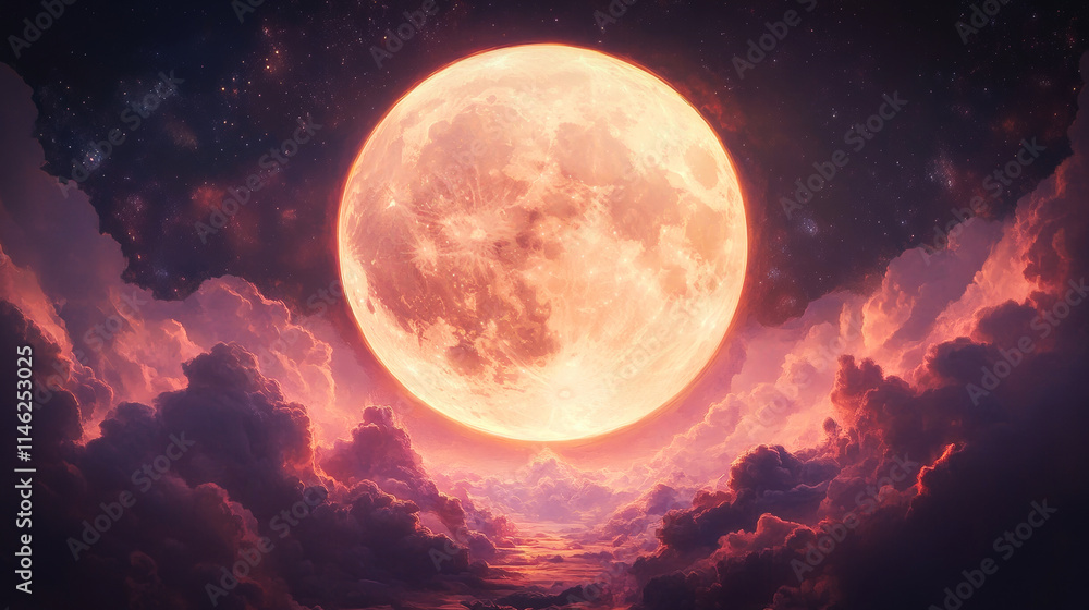 Surreal moon surrounded by clouds Surreal moon surrounded by clouds