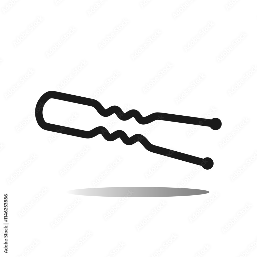 Invisible hairpin accessory for hairstyle creating. Hairdresser’s equipment in silhouette. For web purposes. Vector illustration isolated on white background Invisible hairpin accessory for hairstyle creating. Hairdresser’s equipment in silhouette. For web purposes. Vector illustration isolated on white background