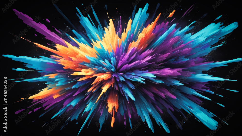 Obraz premium A vibrant explosion of colors against a black background