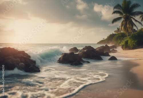 Tropical beach and sea landscape