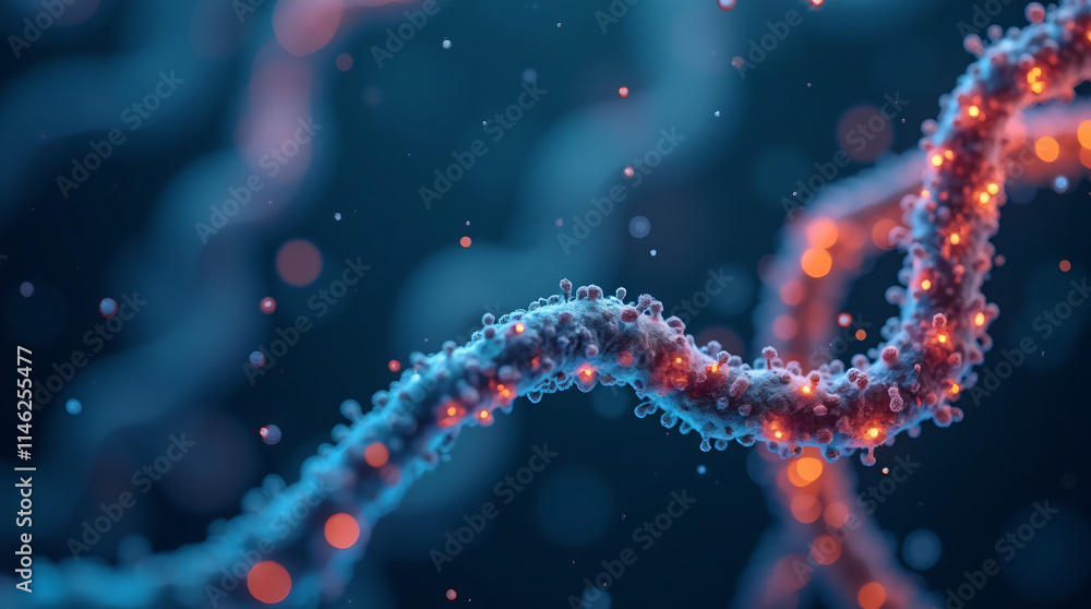 DNA helix inside under microscope. Human chromosome. Illustration X and Y chromosome DNA helix inside under microscope. Human chromosome. Illustration X and Y chromosome