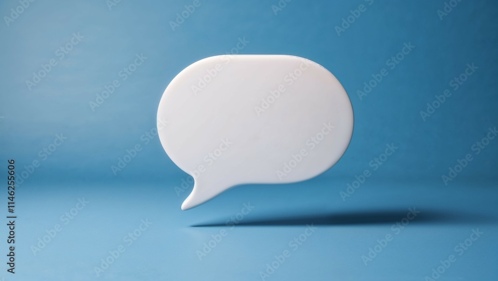 A blank blue speech bubble icon symbolizes online communication and chat A blank blue speech bubble icon symbolizes online communication and chat
