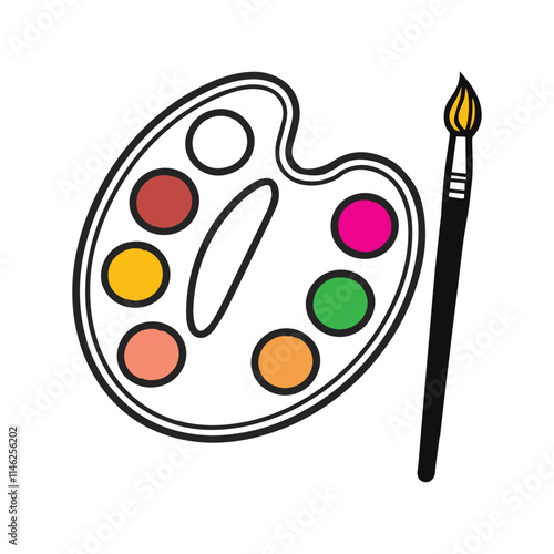 painting palette icon, vector drawing sign isolated - color art icon with white background.