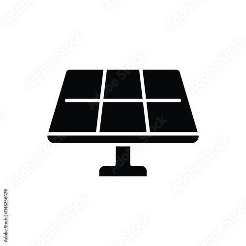 Solar panel icon. Simple solid style. Solar power, sun, renewable energy, cell, heat, light, battery, electric, technology concept. Black silhouette, glyph symbol. Vector illustration isolated.