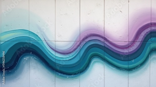 Teal and Violet Abstract Organic Curves