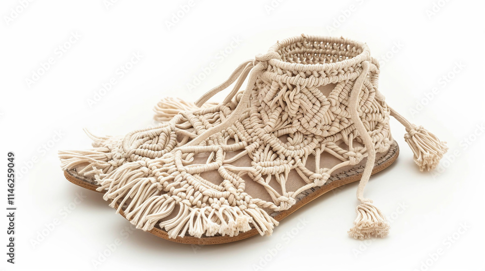 Obraz premium Stylish Macram Anklets on white background.PNG