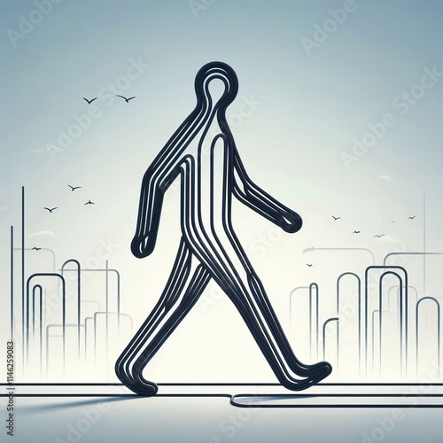 Minimalist Walking Figure A figure walking represented with simp photo