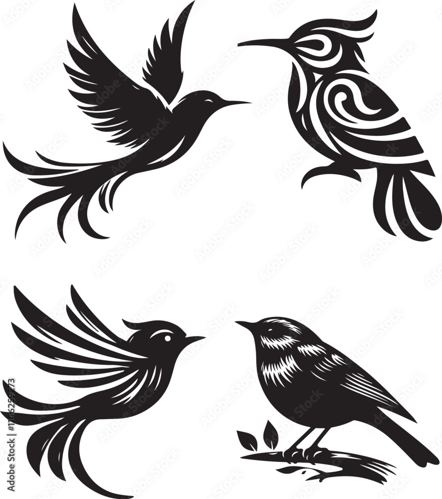 Obraz premium Silhouette Birds Victor illustration design