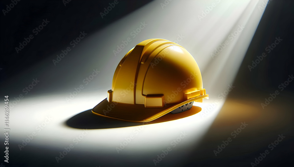 construction A dynamic composition of a yellow safety helmet angled upward, casting a soft shadow on a white surf1 construction A dynamic composition of a yellow safety helmet angled upward, casting a soft shadow on a white surf1