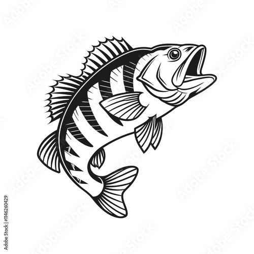American Yellow Perch Fish Vector Art and Illustration