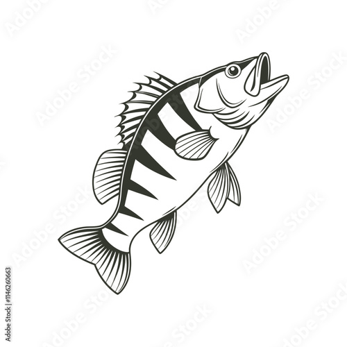 American Yellow Perch Fish Vector Art and Illustration