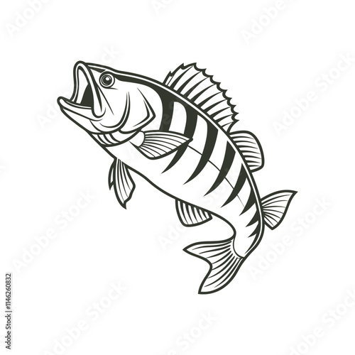 American Yellow Perch Fish Vector Art and Illustration