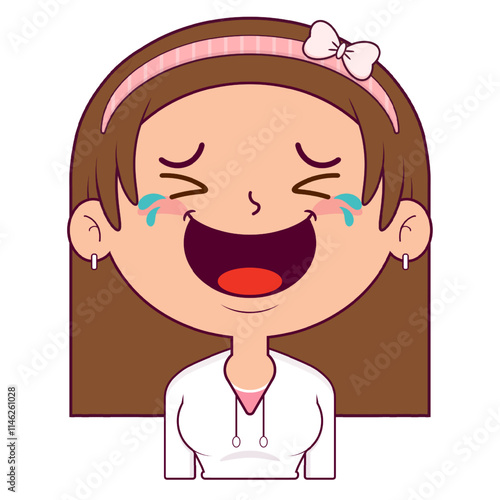 girl laughing face cartoon cute