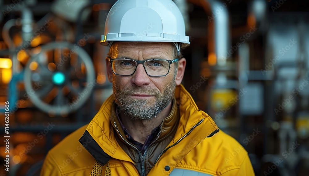 Construction Engineer Man Wearing a Yellow Uniform, Construction Engineer Man Wearing a Yellow Uniform,