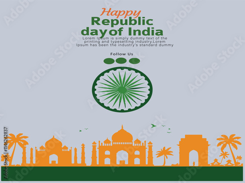 Vector Illustration of Republic Day Celebration of India concept, Mnemonic, Symbol.