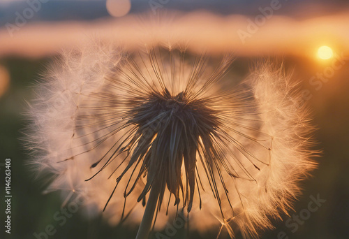 Dandelion In Field At Sunset Freedom to Wish photo