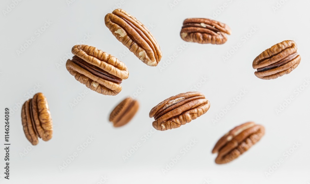 A bunch of nuts are flying through the air A bunch of nuts are flying through the air