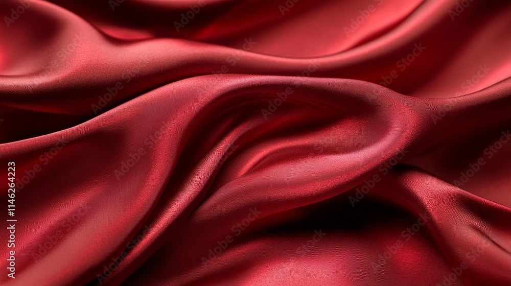 A close-up view of luxurious red satin fabric, background, elegant showcasing its smooth texture and folds. A close-up view of luxurious red satin fabric, background, elegant showcasing its smooth texture and folds.
