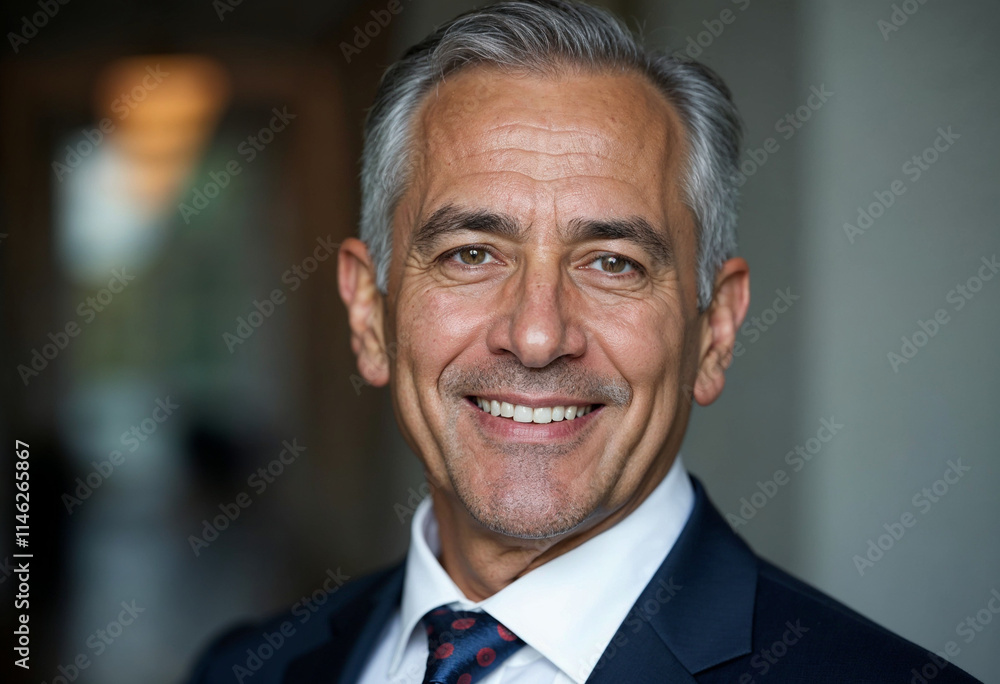 Headshot close up portrait of indian or latin confident mature good looking middle age leader, ceo male businessman on blur office background. Handsome hispanic senior business man smiling at camera. Headshot close up portrait of indian or latin confident mature good looking middle age leader, ceo male businessman on blur office background. Handsome hispanic senior business man smiling at camera.