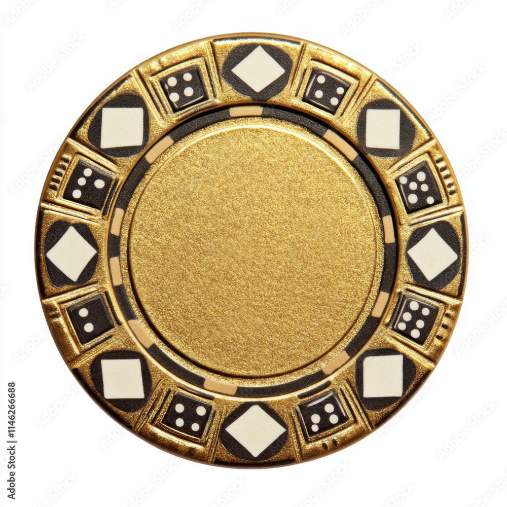 Obraz premium Golden casino chip isolated on a white background