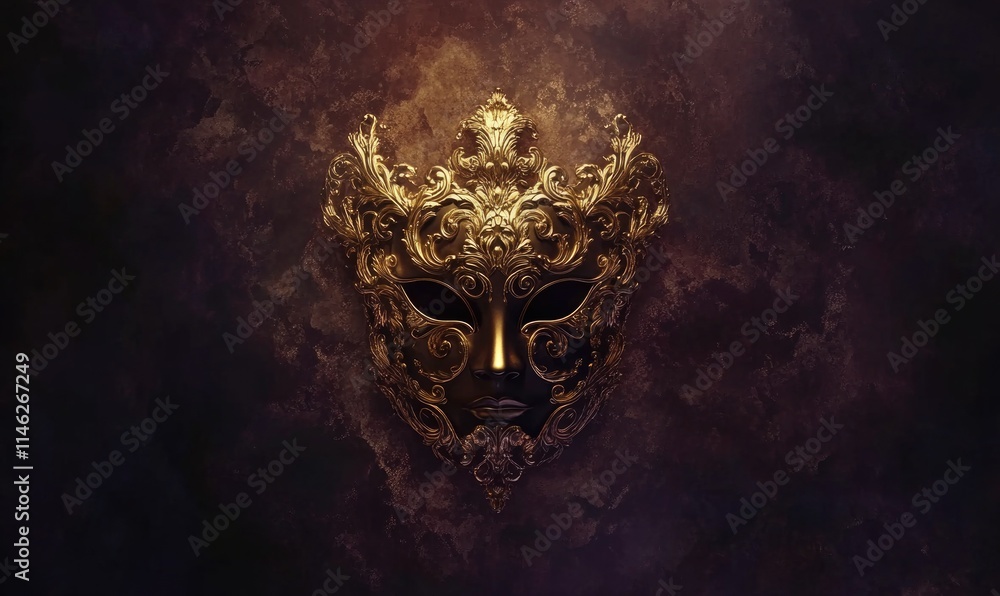Fototapeta premium A gold mask with a gold nose and gold eyes