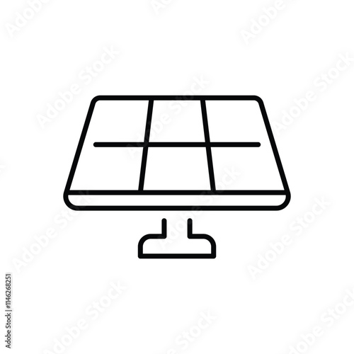 Solar panel icon. Simple outline style. Solar power, sun, renewable energy, cell, heat, light, battery, electric, technology concept. Thin line symbol. Vector illustration isolated.