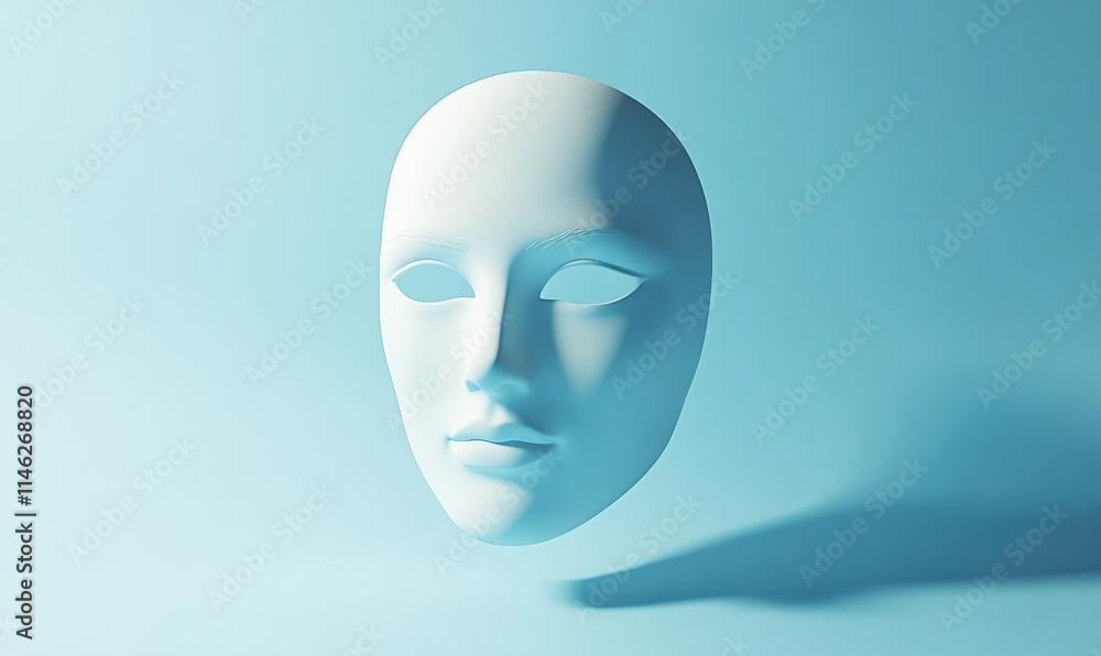 A white mask is floating in the air A white mask is floating in the air
