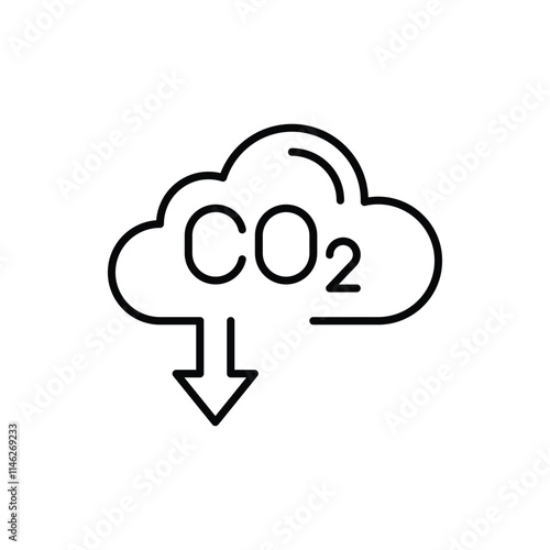 Carbon absorbing icon. Simple outline style. CO2 emissions, carbon dioxide reduction, low, reduce, neutral, environment concept. Thin line symbol. Vector illustration isolated.