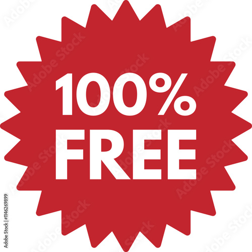 100% free sticker . 100% free label icon .Free promotion symbol . Vector illustration