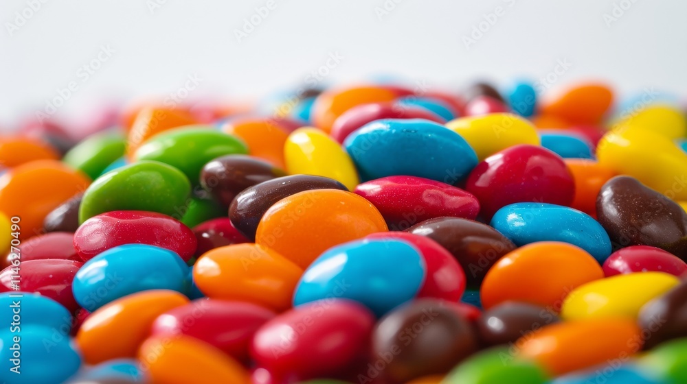 Close-up of colorful candy-coated chocolates in vibrant tones Close-up of colorful candy-coated chocolates in vibrant tones