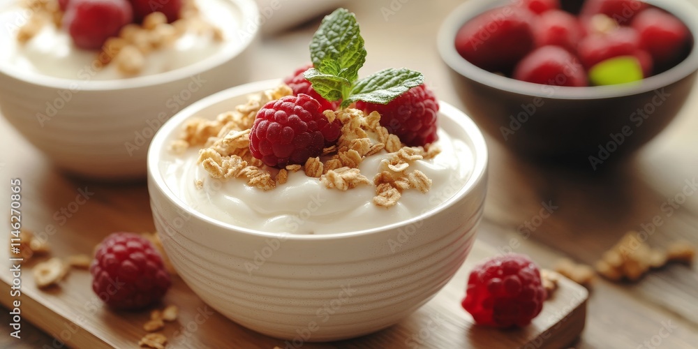 Healthy breakfast featuring yoghurt, milk, and fruit flakes creates a nutritious start to your day. This breakfast with yoghurt enhances flavor and provides essential nutrients for a balanced Healthy breakfast featuring yoghurt, milk, and fruit flakes creates a nutritious start to your day. This breakfast with yoghurt enhances flavor and provides essential nutrients for a balanced