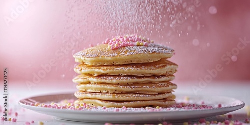 Wallpaper Mural Sugar sprinkles cascade over a delightful stack of pancakes, creating a whimsical scene. Enjoy the sweet charm of sugar sprinkles as they add a special touch to your pancake presentation. Torontodigital.ca