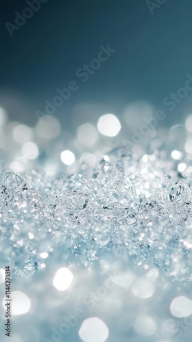 A close-up of shimmering crystals or ice, creating a dreamy, blurred background effect.