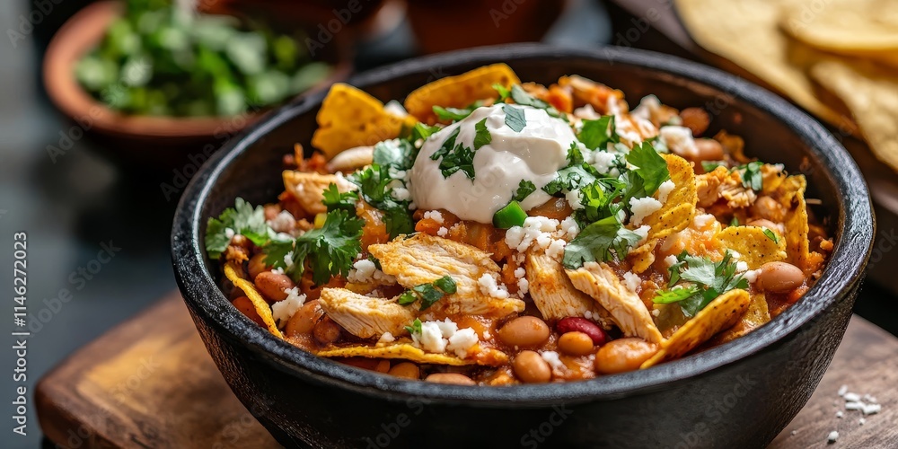 Delicious chicken chilaquiles served with flavorful beans, creating a perfect combination of taste and texture. Enjoy the savory delight of chicken chilaquiles alongside tasty beans for a satisfying Delicious chicken chilaquiles served with flavorful beans, creating a perfect combination of taste and texture. Enjoy the savory delight of chicken chilaquiles alongside tasty beans for a satisfying