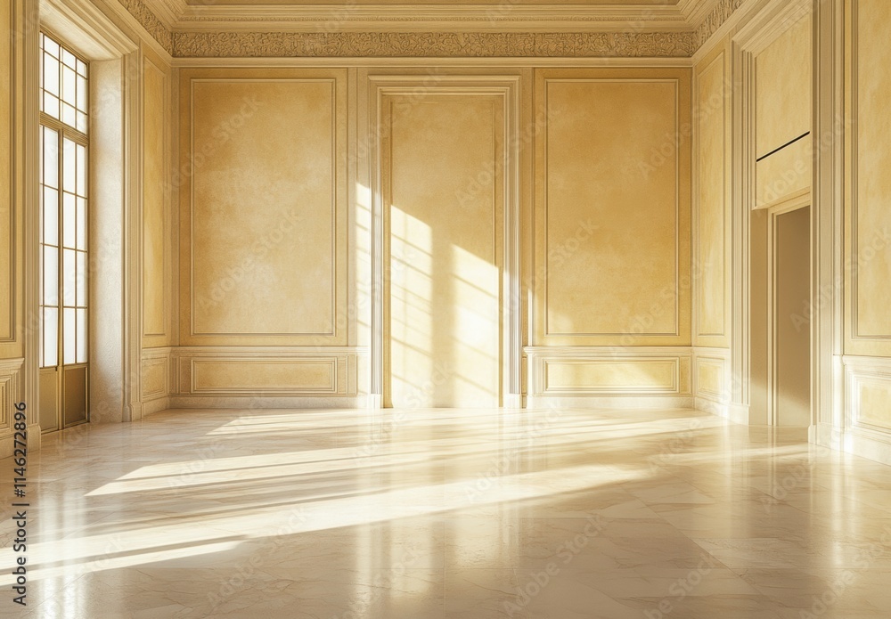 Elegant Interior with Soft Lighting and Warm Golden Walls Elegant Interior with Soft Lighting and Warm Golden Walls
