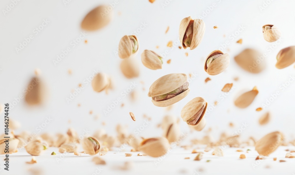 A bunch of nuts are flying through the air A bunch of nuts are flying through the air