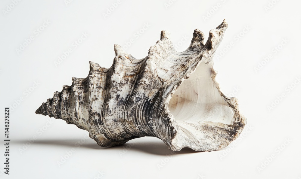 A shell is on a white background A shell is on a white background