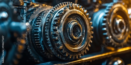 Industrial engine gear wheels feature prominently against a dynamic background, showcasing the intricate design and functionality of these essential engine gear wheels in an industrial setting.