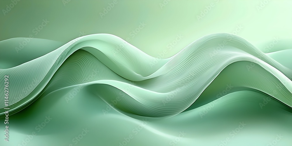 A serene abstract composition featuring flowing green waves that evoke a sense of tranquility and smoothness, perfect for backgrounds or calming designs. A serene abstract composition featuring flowing green waves that evoke a sense of tranquility and smoothness, perfect for backgrounds or calming designs.